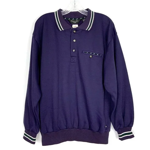 Vintage 90s Christian Dior Monsieur Quarter Button Navy Sporty Sweatshirt Sz L - Picture 4 of 16
